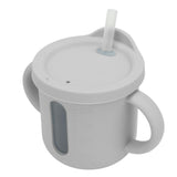 Silicone Sippy Cups Double Handles Lightweight Toddler Training Cup with Tight Leakproof Cover for Home Travelling Grey - Low Angle
