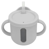 Silicone Sippy Cups Double Handles Lightweight Toddler Training Cup with Tight Leakproof Cover for Home Travelling Grey - Extra Image