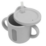 Silicone Sippy Cups Double Handles Lightweight Toddler Training Cup with Tight Leakproof Cover for Home Travelling Grey - Extra Image