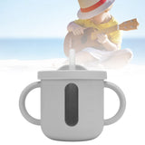 Silicone Sippy Cups Double Handles Lightweight Toddler Training Cup with Tight Leakproof Cover for Home Travelling Grey