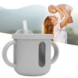 Silicone Sippy Cups Double Handles Lightweight Toddler Training Cup with Tight Leakproof Cover for Home Travelling Grey - Extra Image