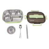 Lunch Container Box Stainless Steel Thermal Lunch Storage Box with Soup Bowl Chopsticks Spoon for Adults Children Green