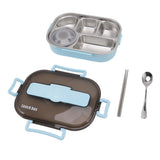 Lunch Container Box Stainless Steel Thermal Lunch Storage Box with Soup Bowl Chopsticks Spoon for Adults Children Blue - Side View