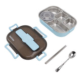 Lunch Container Box Stainless Steel Thermal Lunch Storage Box with Soup Bowl Chopsticks Spoon for Adults Children Blue - 45-Degree Angle