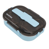 Lunch Container Box Stainless Steel Thermal Lunch Storage Box with Soup Bowl Chopsticks Spoon for Adults Children Blue - Low Angle