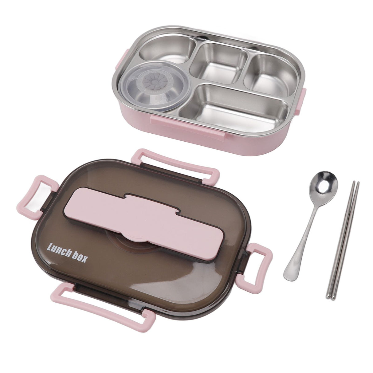 Lunch Container Box Stainless Steel Thermal Lunch Storage Box with Soup Bowl Chopsticks Spoon for Adults Children Pink