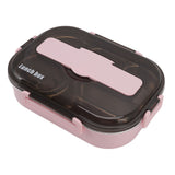 Lunch Container Box Stainless Steel Thermal Lunch Storage Box with Soup Bowl Chopsticks Spoon for Adults Children Pink - Low Angle
