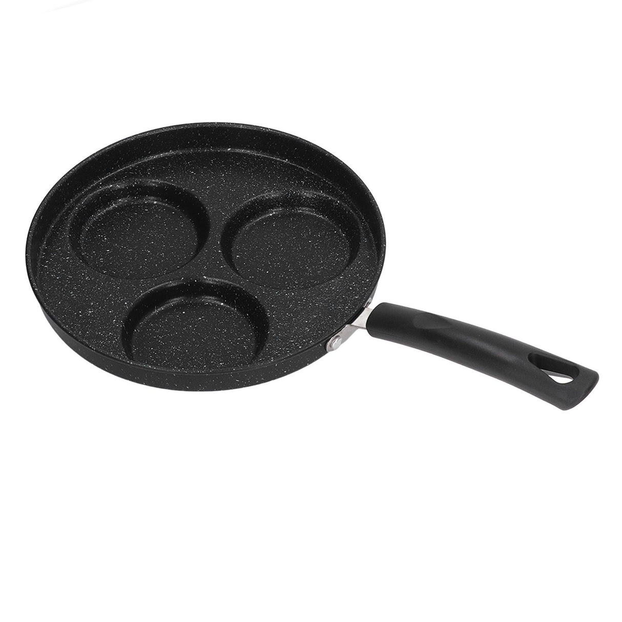 3 Cups Egg Hamburger Pan Metal Iron Heating Evenly Egg Cooker Pan with Comfortable Handle for Omelettes Burgers Pancakes