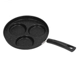 3 Cups Egg Hamburger Pan Metal Iron Heating Evenly Egg Cooker Pan with Comfortable Handle for Omelettes Burgers Pancakes - Side View