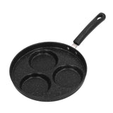 3 Cups Egg Hamburger Pan Metal Iron Heating Evenly Egg Cooker Pan with Comfortable Handle for Omelettes Burgers Pancakes