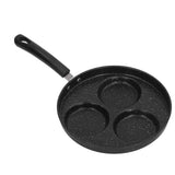 3 Cups Egg Hamburger Pan Metal Iron Heating Evenly Egg Cooker Pan with Comfortable Handle for Omelettes Burgers Pancakes