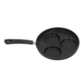 3 Cups Egg Hamburger Pan Metal Iron Heating Evenly Egg Cooker Pan with Comfortable Handle for Omelettes Burgers Pancakes - Rear View