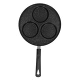 3 Cups Egg Hamburger Pan Metal Iron Heating Evenly Egg Cooker Pan with Comfortable Handle for Omelettes Burgers Pancakes