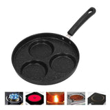 3 Cups Egg Hamburger Pan Metal Iron Heating Evenly Egg Cooker Pan with Comfortable Handle for Omelettes Burgers Pancakes