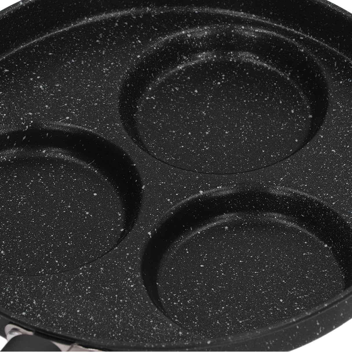 3 Cups Egg Hamburger Pan Metal Iron Heating Evenly Egg Cooker Pan with Comfortable Handle for Omelettes Burgers Pancakes