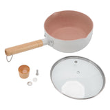 Sauce Pan Stick Proof Aluminum Alloy Multi Functional Milk Pot with Wooden Handle for Induction Gas Stove White