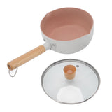 Sauce Pan Stick Proof Aluminum Alloy Multi Functional Milk Pot with Wooden Handle for Induction Gas Stove White - Front View