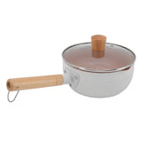 Sauce Pan Stick Proof Aluminum Alloy Multi Functional Milk Pot with Wooden Handle for Induction Gas Stove White
