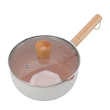 Sauce Pan Stick Proof Aluminum Alloy Multi Functional Milk Pot with Wooden Handle for Induction Gas Stove White