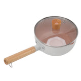 Sauce Pan Stick Proof Aluminum Alloy Multi Functional Milk Pot with Wooden Handle for Induction Gas Stove White