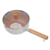 Sauce Pan Stick Proof Aluminum Alloy Multi Functional Milk Pot with Wooden Handle for Induction Gas Stove White