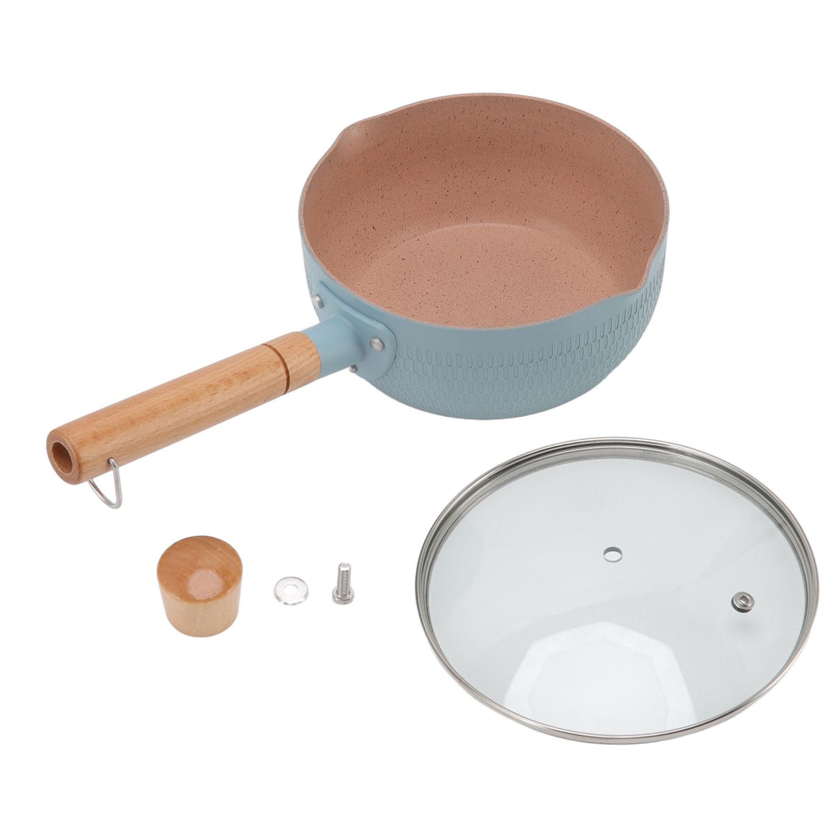 Sauce Pan Stick Proof Aluminum Alloy Multi Functional Milk Pot with Wooden Handle for Induction Gas Stove Blue