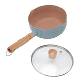 Sauce Pan Stick Proof Aluminum Alloy Multi Functional Milk Pot with Wooden Handle for Induction Gas Stove Blue