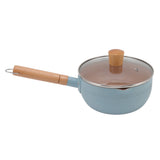 Sauce Pan Stick Proof Aluminum Alloy Multi Functional Milk Pot with Wooden Handle for Induction Gas Stove Blue