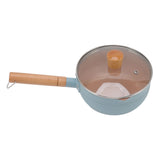 Sauce Pan Stick Proof Aluminum Alloy Multi Functional Milk Pot with Wooden Handle for Induction Gas Stove Blue