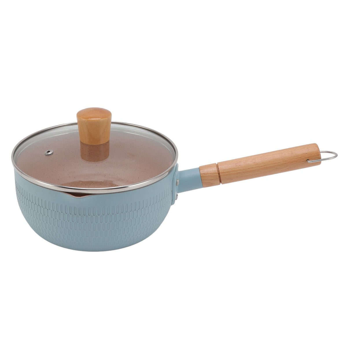Sauce Pan Stick Proof Aluminum Alloy Multi Functional Milk Pot with Wooden Handle for Induction Gas Stove Blue