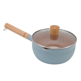 Sauce Pan Stick Proof Aluminum Alloy Multi Functional Milk Pot with Wooden Handle for Induction Gas Stove Blue