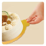 200Pcs Golden Cake Base Board 3.5in Round Cake Pad for Mini Cakes Muffins Cookies Mousse Brownies Cupcakes Pizza - Low Angle