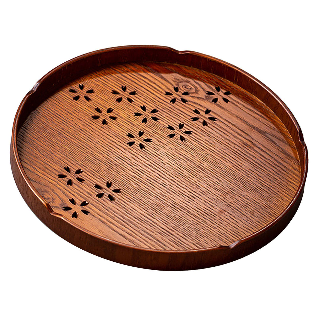 Tea Tray Cherry Blossom Pattern Wooden Tea Plate Green Tea Baking Serving Plate for Home Tea House Round