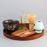 Tea Tray Cherry Blossom Pattern Wooden Tea Plate Green Tea Baking Serving Plate for Home Tea House Round - 45-Degree Angle