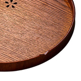 Tea Tray Cherry Blossom Pattern Wooden Tea Plate Green Tea Baking Serving Plate for Home Tea House Round