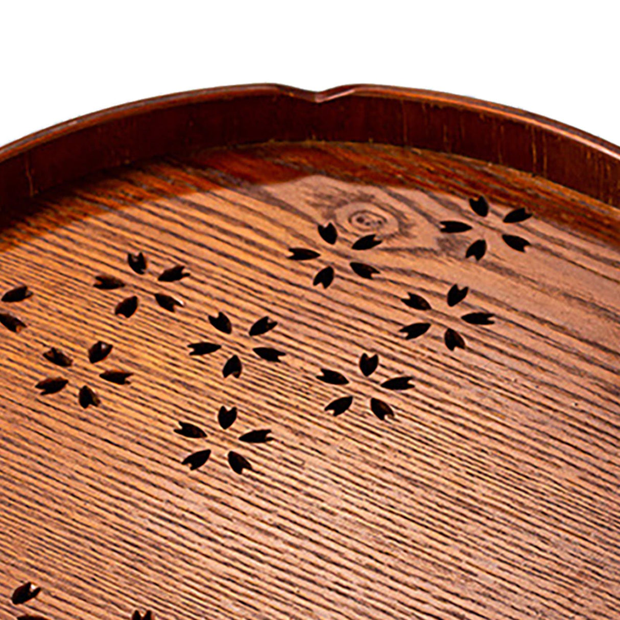 Tea Tray Cherry Blossom Pattern Wooden Tea Plate Green Tea Baking Serving Plate for Home Tea House Round
