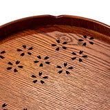 Tea Tray Cherry Blossom Pattern Wooden Tea Plate Green Tea Baking Serving Plate for Home Tea House Round