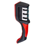 Handheld Knife Sharpening Tool 3 Segments Red and Black Multipurpose Knife Sharpener for Kitchen - Front View