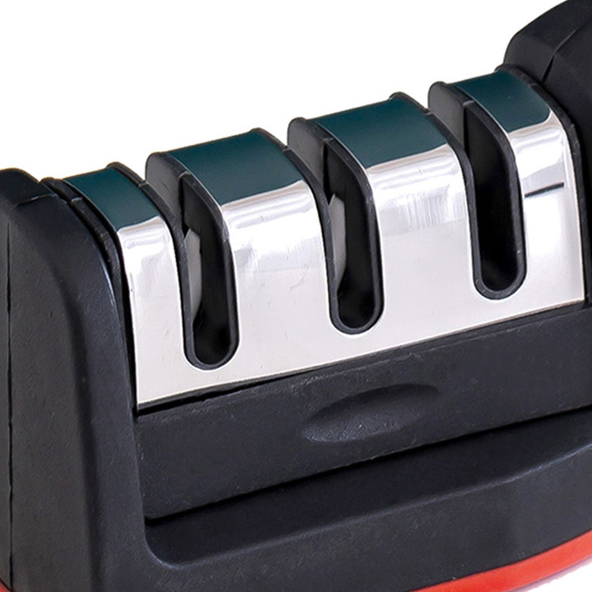 Handheld Knife Sharpening Tool 3 Segments Red and Black Multipurpose Knife Sharpener for Kitchen