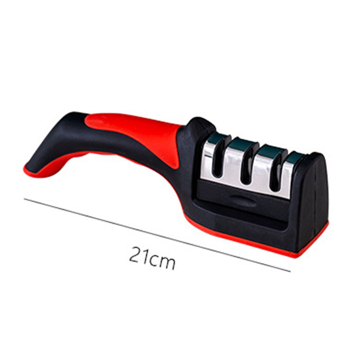 Handheld Knife Sharpening Tool 3 Segments Red and Black Multipurpose Knife Sharpener for Kitchen