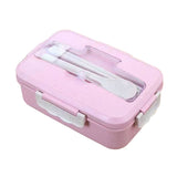 Lunch Box Multi Compartments Environmentally Friendly Portable Bento Box for Student Home School Office Pink - Side View