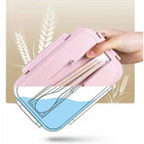 Lunch Box Multi Compartments Environmentally Friendly Portable Bento Box for Student Home School Office Pink - Extra Image