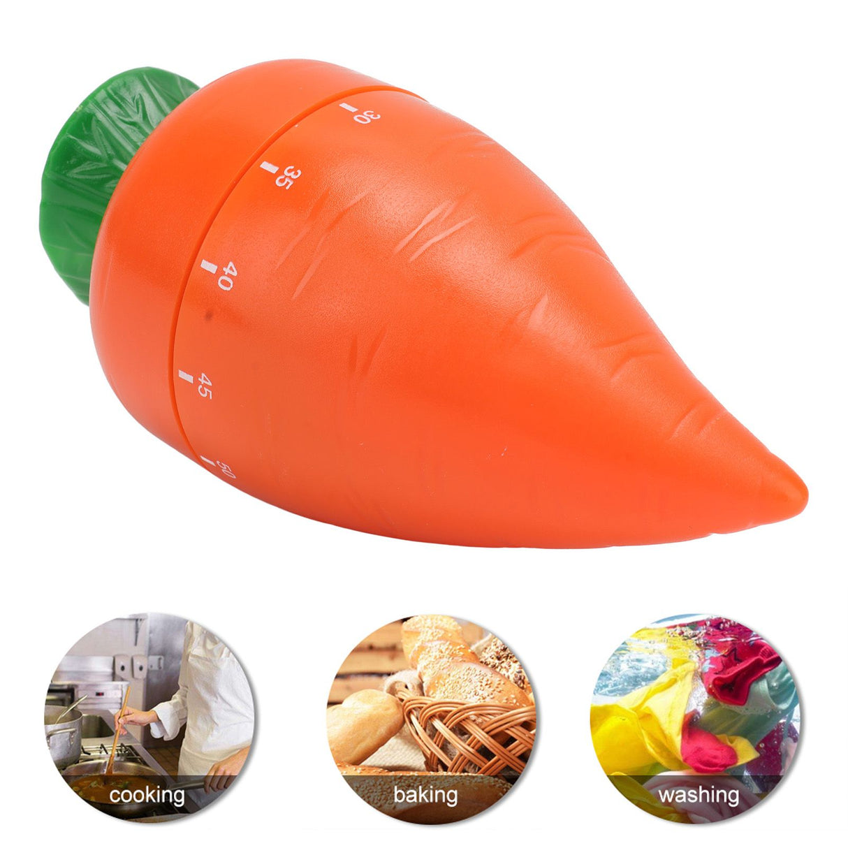 Cooking Timer Cute Carrot Shape Mechanical Timer for Kitchen Reading Studying Exercise