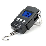 Fishing Scale Portable Compact Clear Display ABS Stainless Steel Convenient Practical Luggage Scale for Outdoor Indoor English (with Tape Measure) 50KG/10G