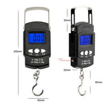 Fishing Scale Portable Compact Clear Display ABS Stainless Steel Convenient Practical Luggage Scale for Outdoor Indoor English (with Tape Measure) 50KG/10G