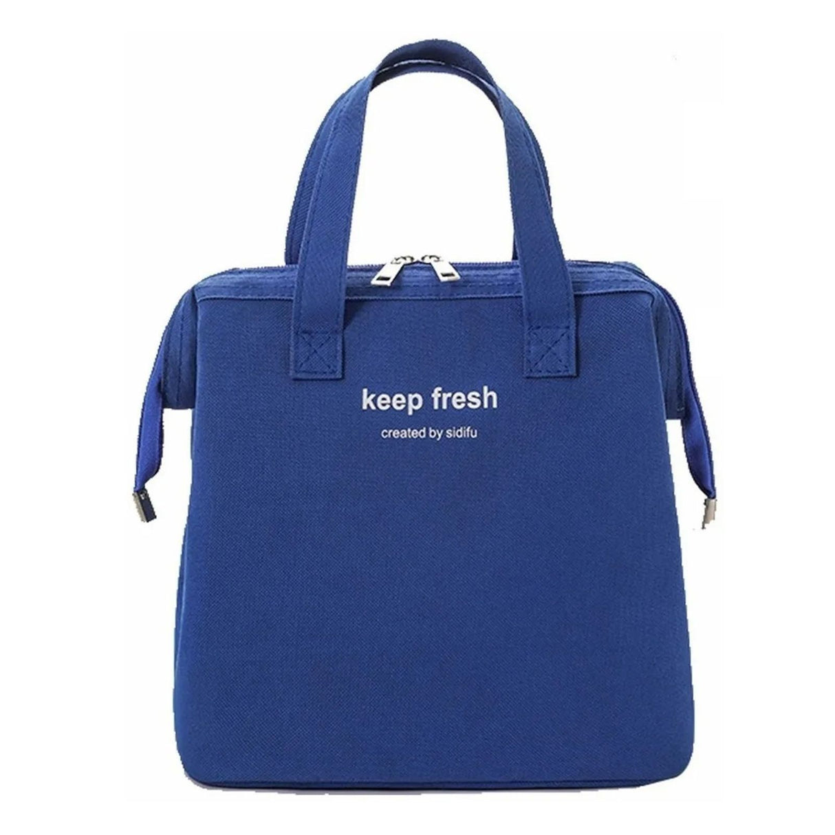 Insulated Lunch Bag Solid Color Oxford Cloth Waterproof Metal Zipper Portable Lunchbox for Commuting Royalblue