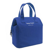 Insulated Lunch Bag Solid Color Oxford Cloth Waterproof Metal Zipper Portable Lunchbox for Commuting Royalblue