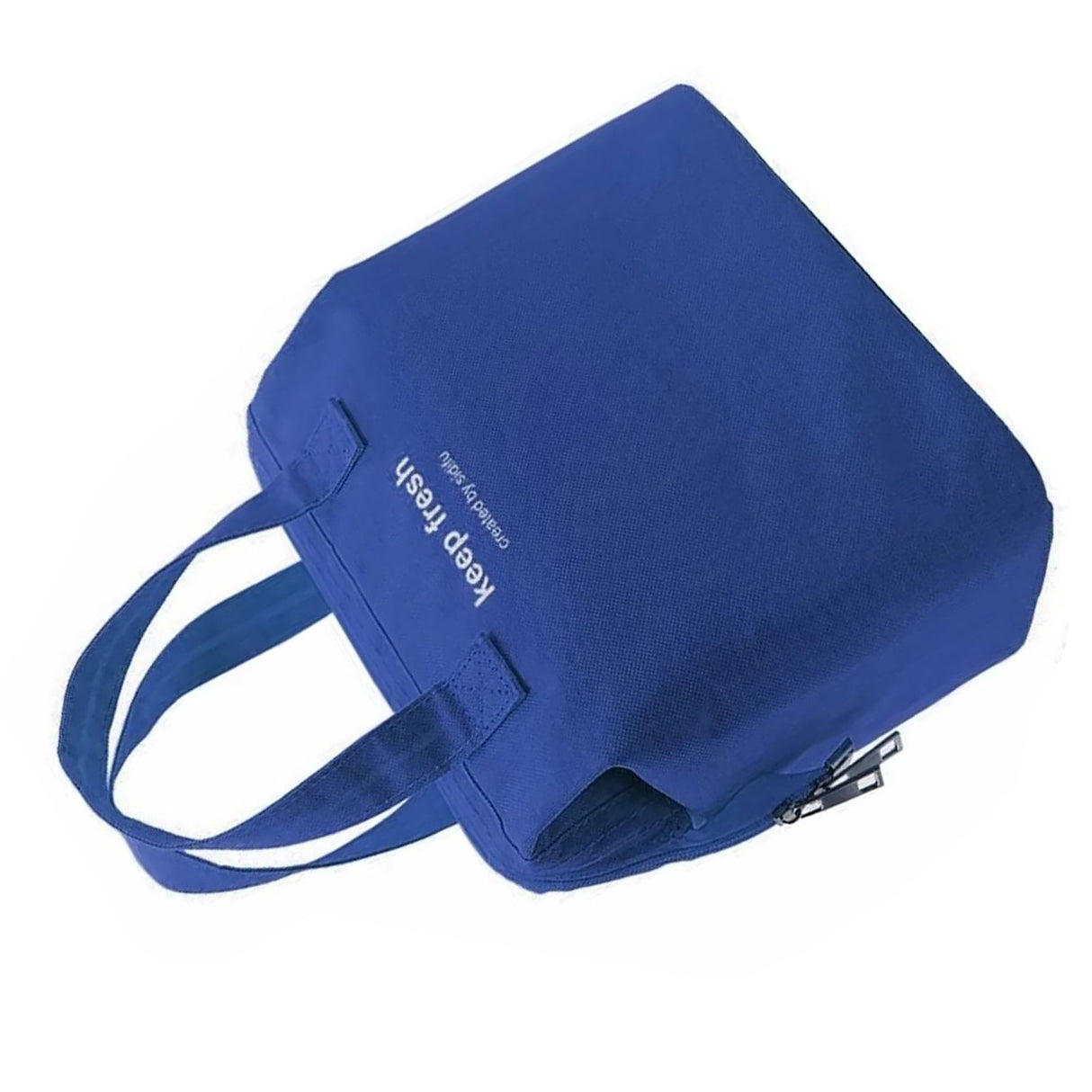 Insulated Lunch Bag Solid Color Oxford Cloth Waterproof Metal Zipper Portable Lunchbox for Commuting Royalblue
