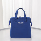 Insulated Lunch Bag Solid Color Oxford Cloth Waterproof Metal Zipper Portable Lunchbox for Commuting Royalblue - Extra Image