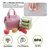 Insulated Lunch Bag Solid Color Oxford Cloth Waterproof Metal Zipper Portable Lunchbox for Commuting Pink
